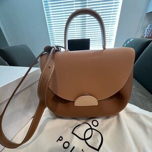 Polene Shoulder Bag in Brown with Cream Accent
